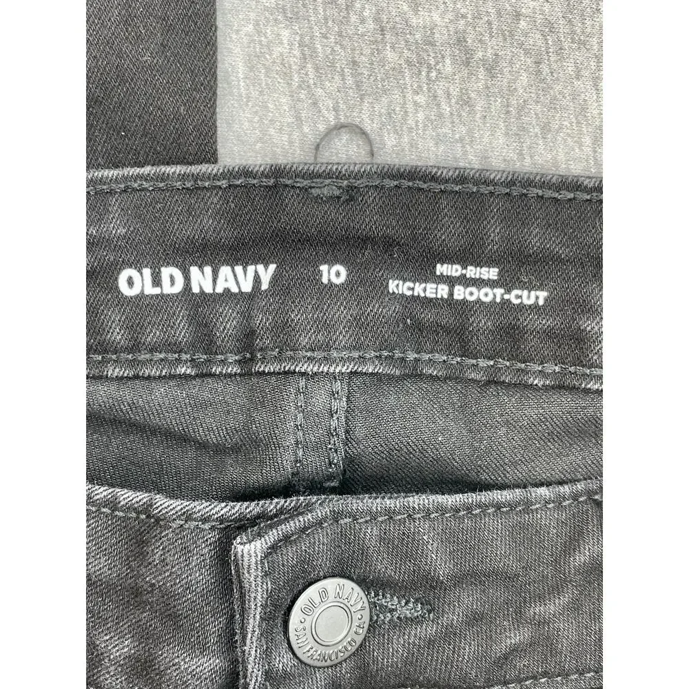 Old Navy Jeans Womens 10 Black Cotton‎ Blend Stretch Mid-Rise Kicker Bootcut Leg